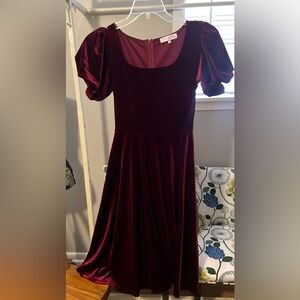 Ivy City Co Burgundy Velvet Dress